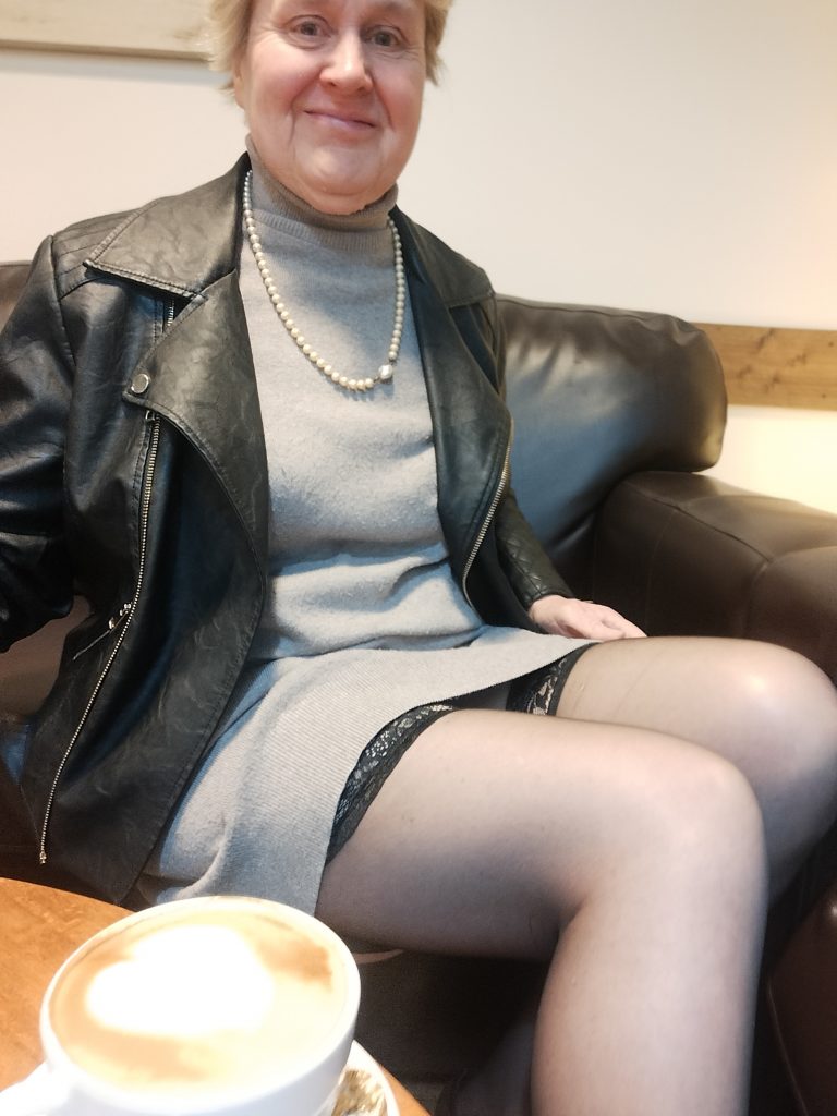 Black stockings and coffee in the cafe Amanda Goldston